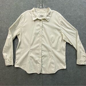 J. Jill Women's XL Striped Stretch Button Down Shirt Top Cotton Blend